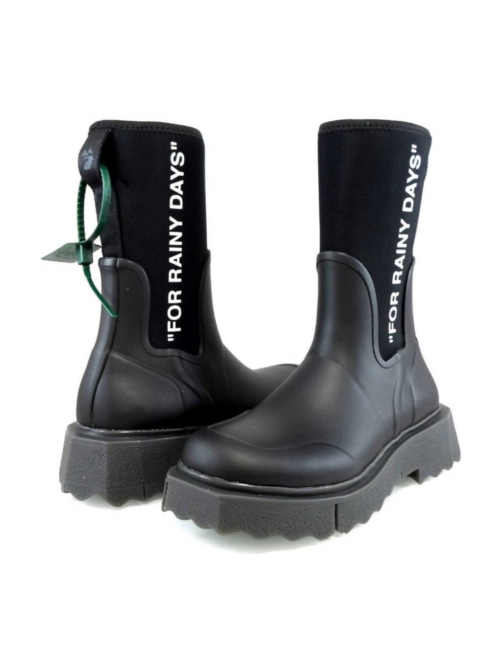 Off-White Black 'FOR RAINY DAYS' Chunky Platform Rain Boots